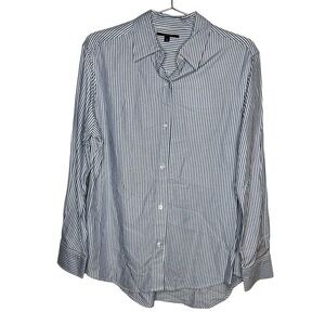 TAHARI Pinstripe Striped Button Up Shirt Long Sleeve
